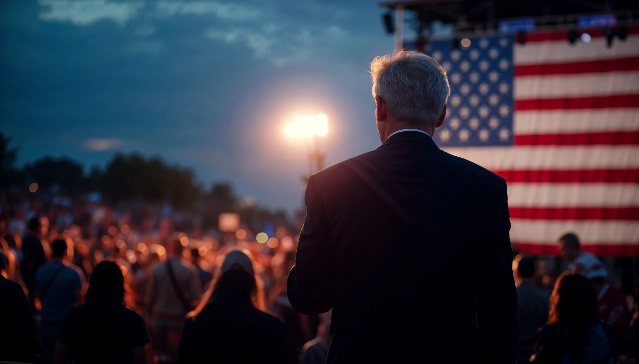 American president looking over the crowd